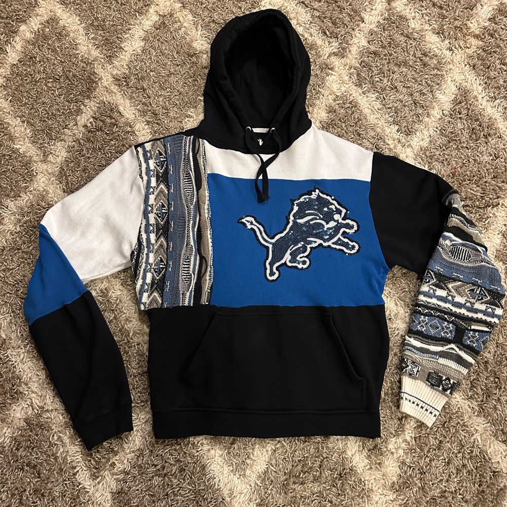 Detroit Lions sweatshirt! Custom made coogi style blue and black hoodie size XL! - Picture 4 of 4